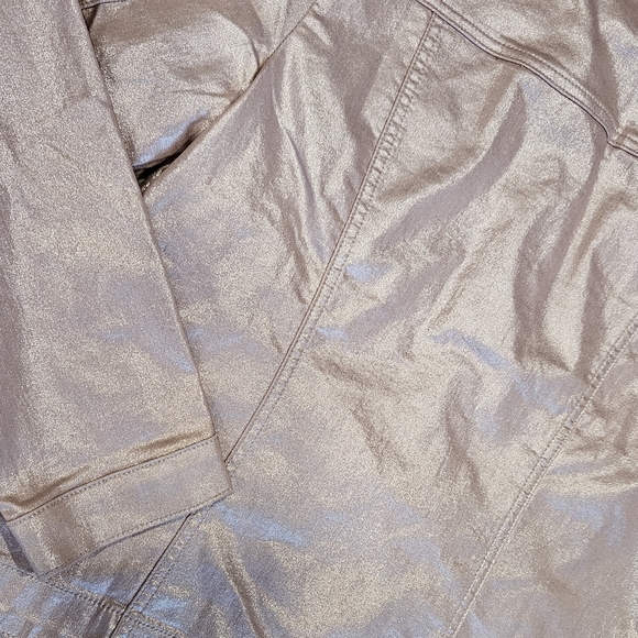 Chico's Women's Size 1 Metallic Pink Button-Up Utility Jacket - Picture 7 of 12